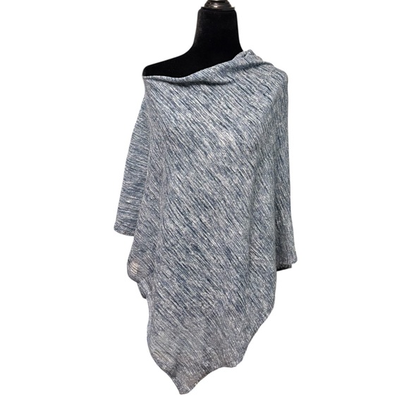 Eileen Fisher Accessories - Eileen Fisher Hazy Striped Linen Poncho blue